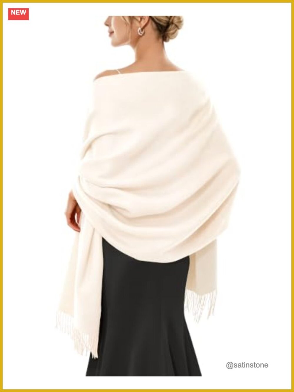 Womens Pashmina Shawl Wrap 70% Polyester 30% Viscose Wedding Fringe Scarf